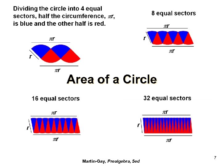 Area of a Circle Martin-Gay, Prealgebra, 5 ed 7 