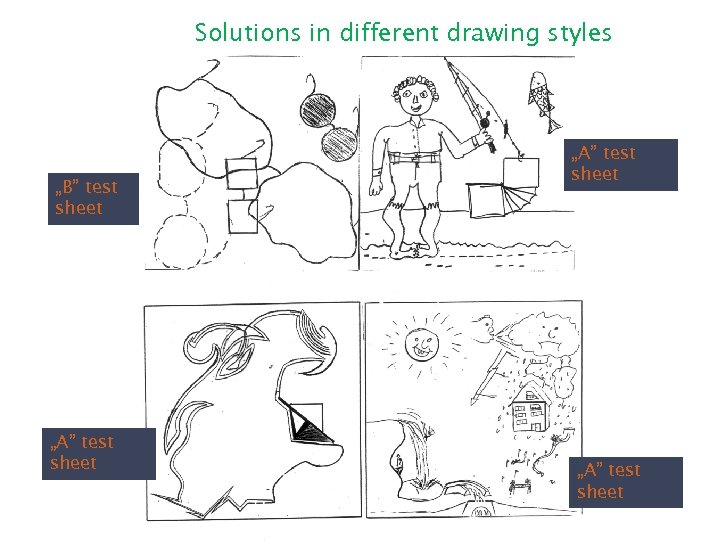 Solutions in different drawing styles „B” test sheet „A” test sheet 