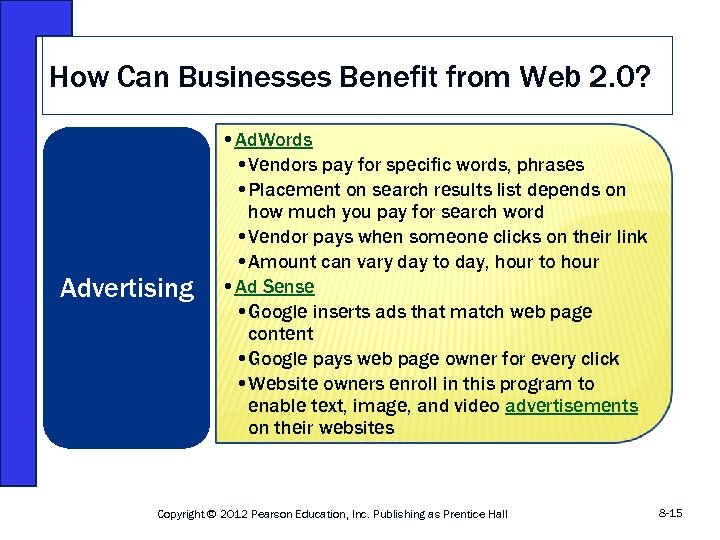 How Can Businesses Benefit from Web 2. 0? Advertising • Ad. Words • Vendors