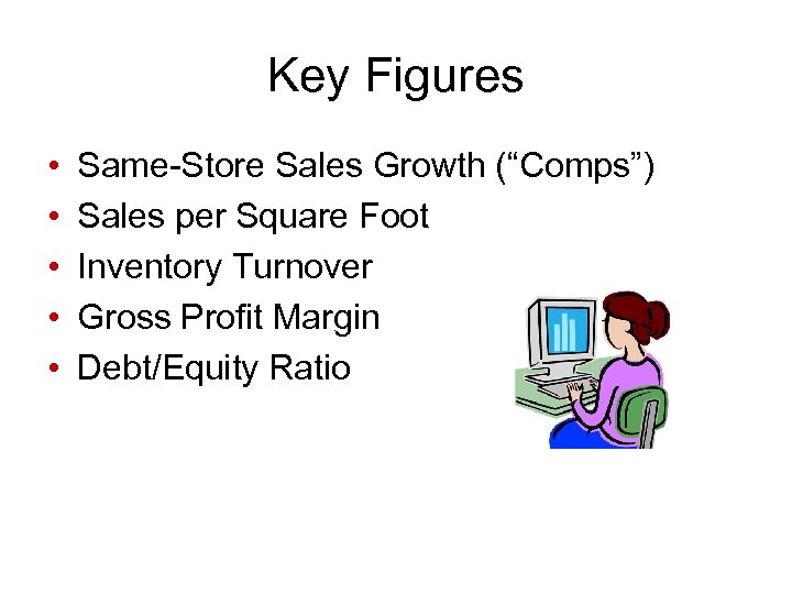 Key Figures • • • Same-Store Sales Growth (“Comps”) Sales per Square Foot Inventory