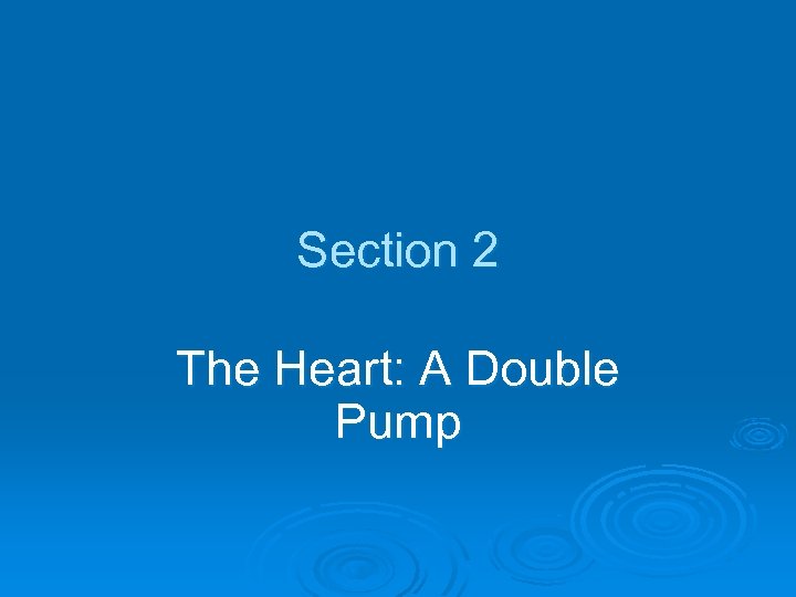 Section 2 The Heart: A Double Pump 