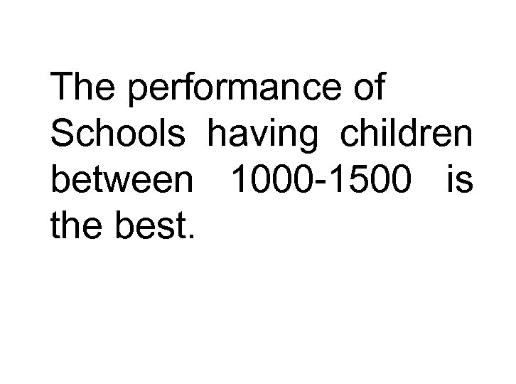 The performance of Schools having children between 1000 -1500 is the best. 