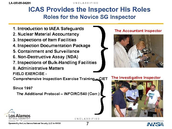 LA-UR-09 -04261 UNCLASSIFIED ICAS Provides the Inspector His Roles for the Novice SG Inspector