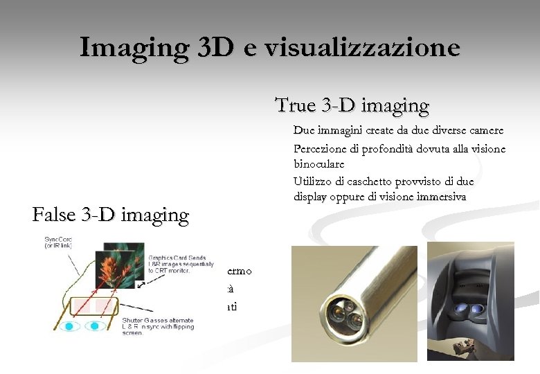Imaging 3 D e visualizzazione True 3 -D imaging False 3 -D imaging Due