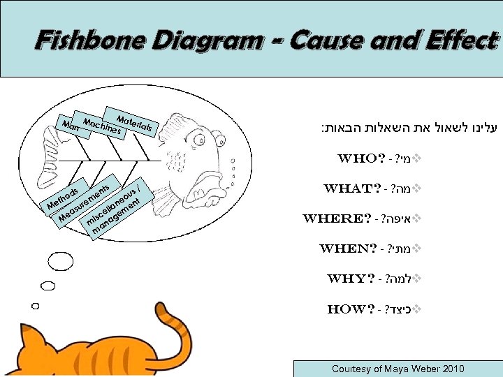 Fishbone Diagram - Cause and Effect Mat eria Man Machi ls nes : עלינו