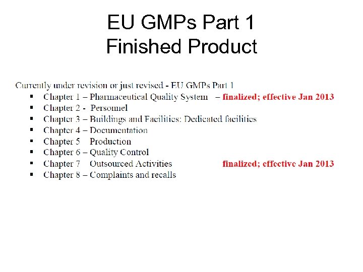 EU GMPs Part 1 Finished Product 