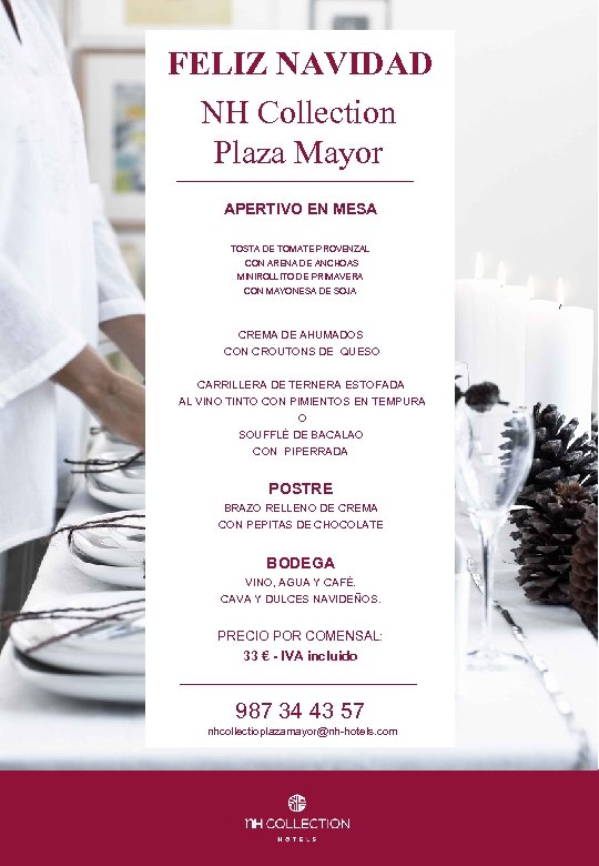 FELIZ NAVIDAD NH Collection Plaza Mayor APERTIVO EN MESA TOSTA DE TOMATE PROVENZAL CON