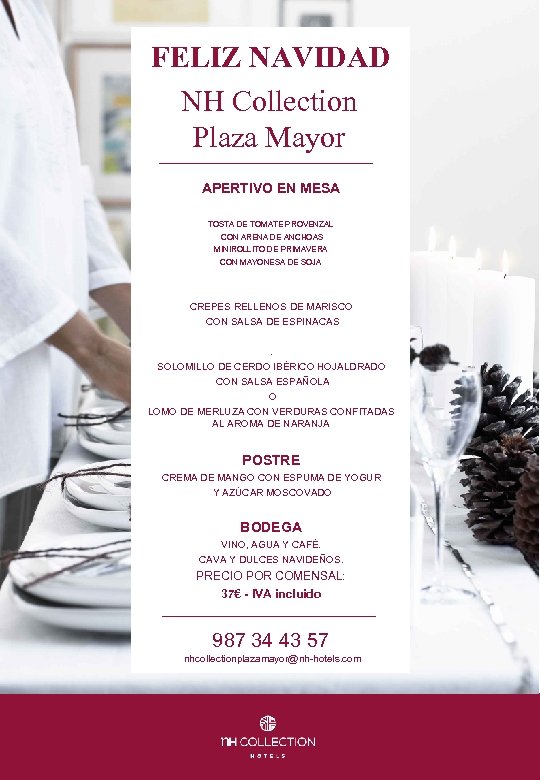 FELIZ NAVIDAD NH Collection Plaza Mayor APERTIVO EN MESA TOSTA DE TOMATE PROVENZAL CON