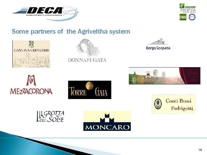 Some partners of the Agriveltha system 16 