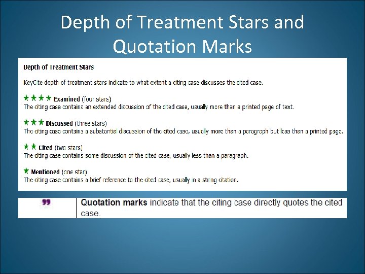 Depth of Treatment Stars and Quotation Marks 