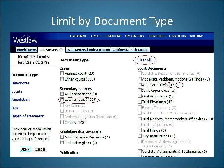 Limit by Document Type 