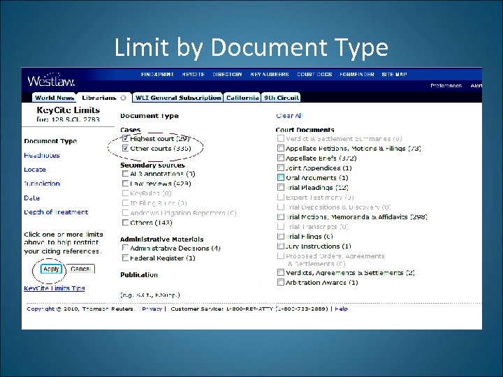 Limit by Document Type 