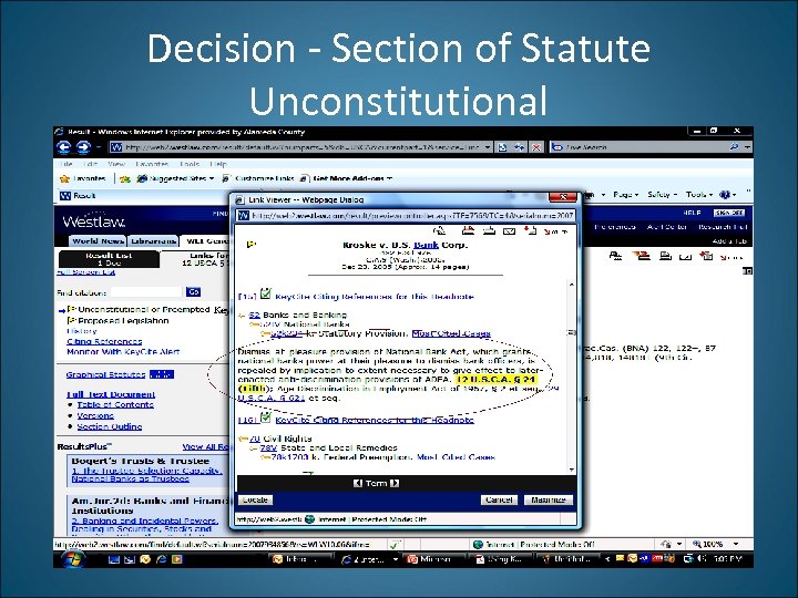 Decision - Section of Statute Unconstitutional 