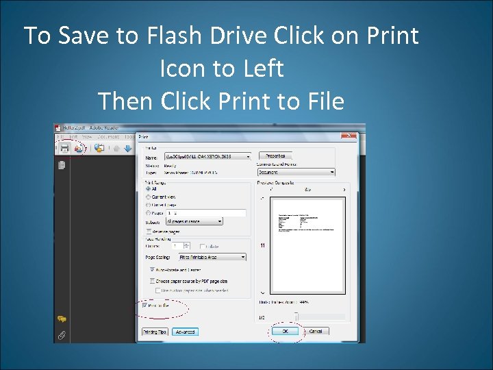 To Save to Flash Drive Click on Print Icon to Left Then Click Print