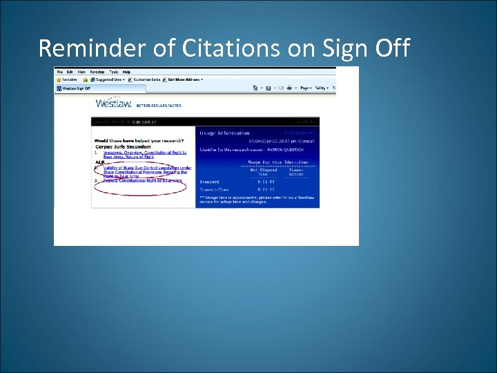 Reminder of Citations on Sign Off 