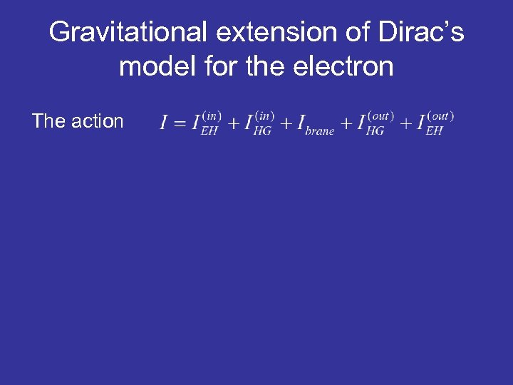 Gravitational extension of Dirac’s model for the electron The action 