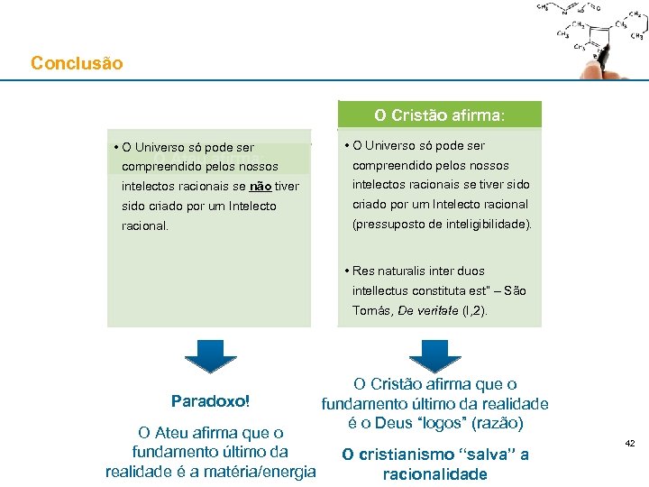 Conclusão O Cristão afirma: • O Universo só pode ser O Ateu afirma: •