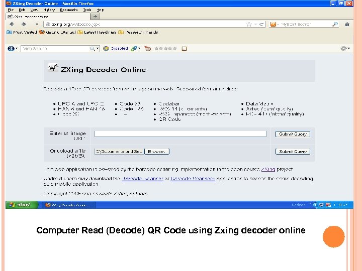 Computer Read (Decode) QR Code using Zxing decoder online 