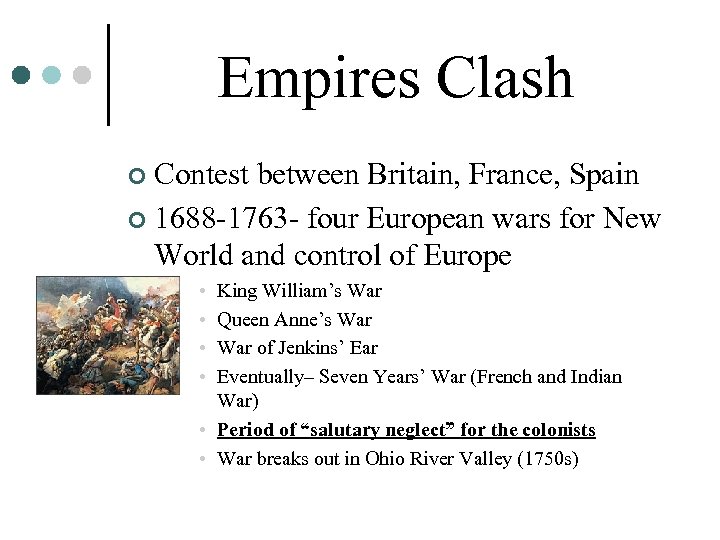 Empires Clash Contest between Britain, France, Spain ¢ 1688 -1763 - four European wars