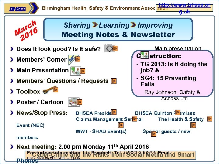 http: //www. bhsea. or g. uk Birmingham Health, Safety & Environment Association ch ar