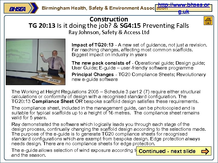 http: //www. bhsea. or g. uk Birmingham Health, Safety & Environment Association Construction TG
