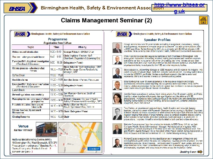 http: //www. bhsea. or g. uk Birmingham Health, Safety & Environment Association Claims Management