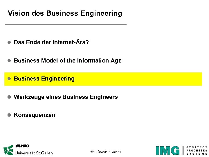 Vision des Business Engineering l Das Ende der Internet-Ära? l Business Model of the