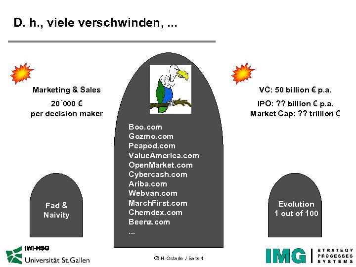 D. h. , viele verschwinden, . . . Marketing & Sales VC: 50 billion