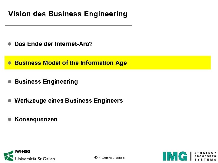 Vision des Business Engineering l Das Ende der Internet-Ära? l Business Model of the