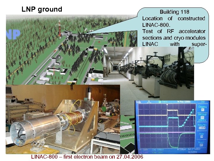 LNP ground Building 118 Location of constructed LINAC-800. Test of RF accelerator sections and