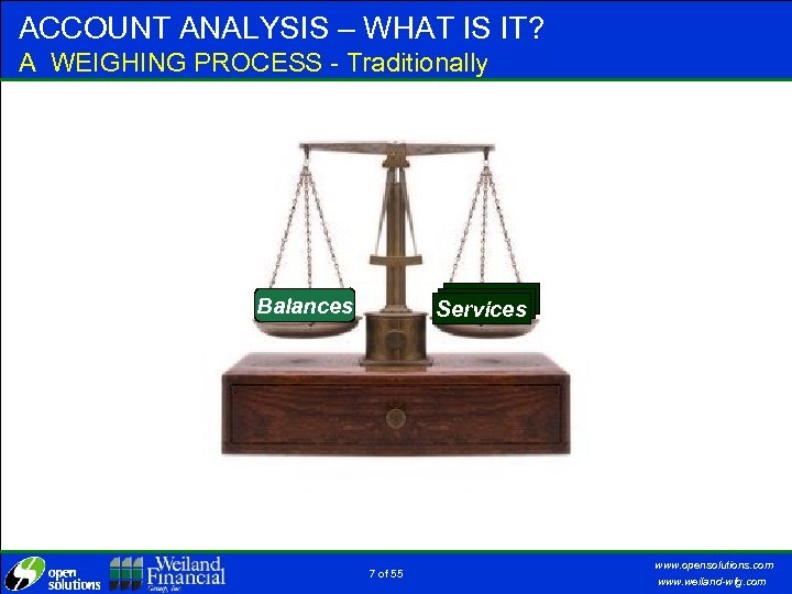 ACCOUNT ANALYSIS – WHAT IS IT? A WEIGHING PROCESS - Traditionally Balances Services 7