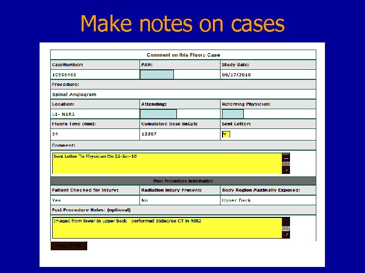 Make notes on cases 