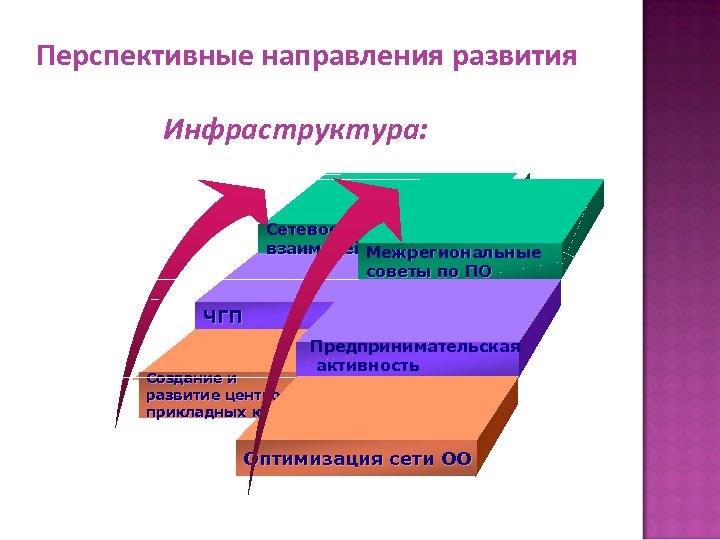 Перспективные направления развития Инфраструктура: Сетевое взаимодействие Межрегиональные советы по ПО ЧГП Предпринимательская активность и