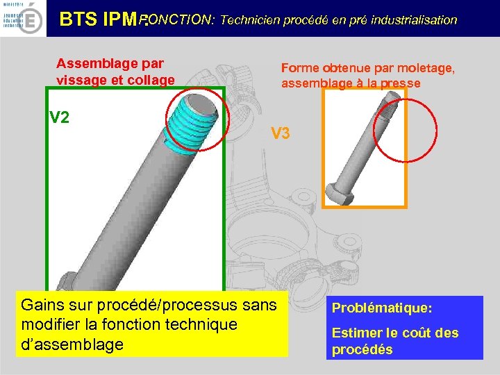 FONCTION: Technicien procédé en pré industrialisation BTS IPM : Assemblage par vissage et collage