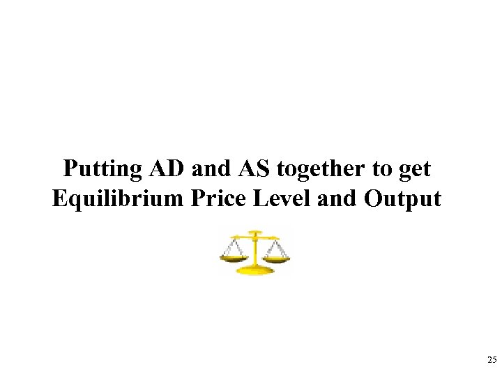 Putting AD and AS together to get Equilibrium Price Level and Output 25 