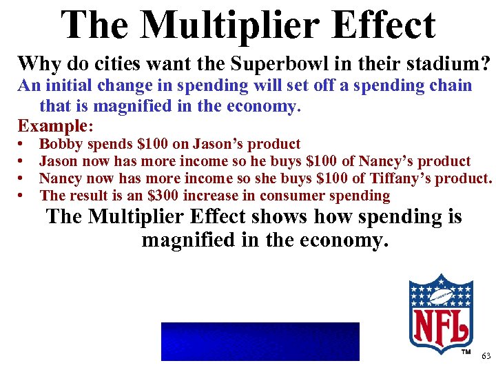 The Multiplier Effect Why do cities want the Superbowl in their stadium? An initial