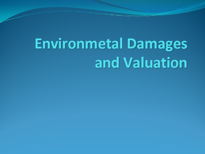 Environmetal Damages and Valuation 