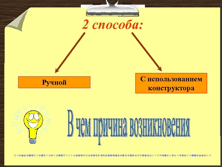 2 способа: Ручной С использованием конструктора 