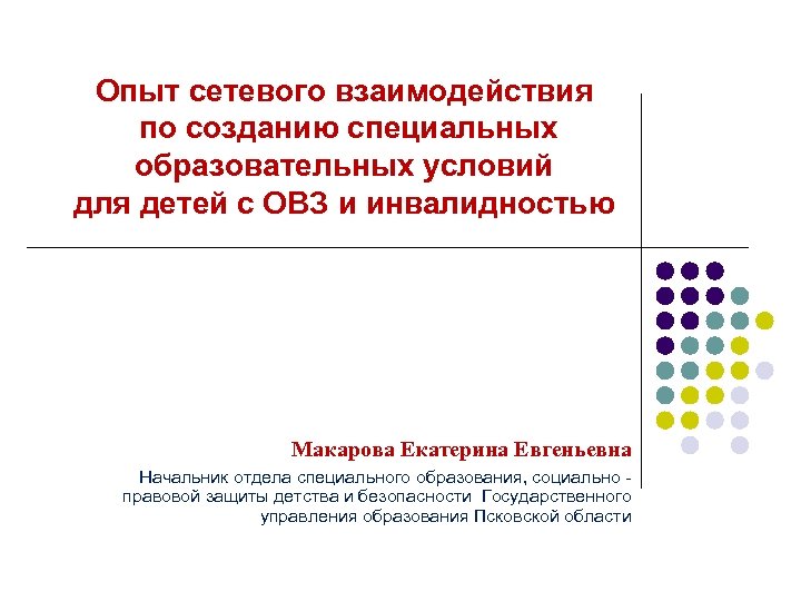 Опыт сетевого взаимодействия по созданию специальных образовательных условий для детей с ОВЗ и инвалидностью