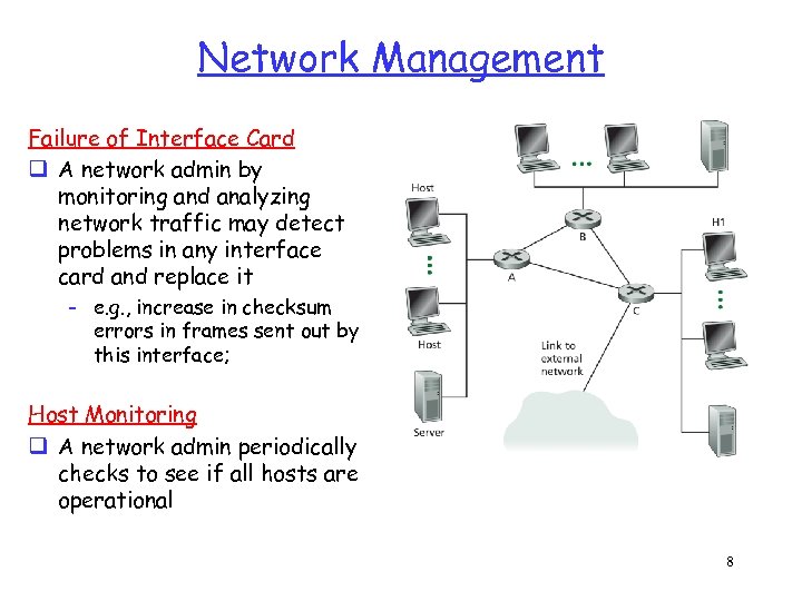 Network Management Failure of Interface Card q A network admin by monitoring and analyzing