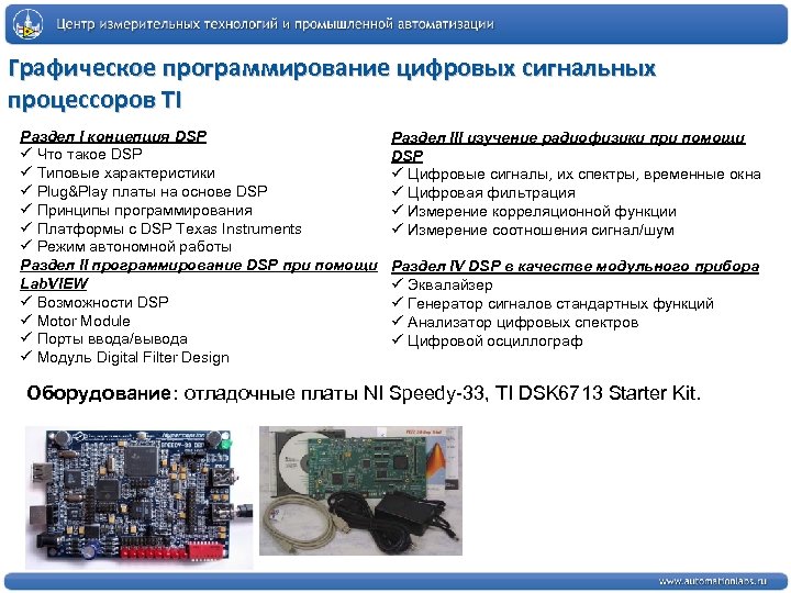 Графическое программирование цифровых сигнальных процессоров TI Раздел I концепция DSP ü Что такое DSP