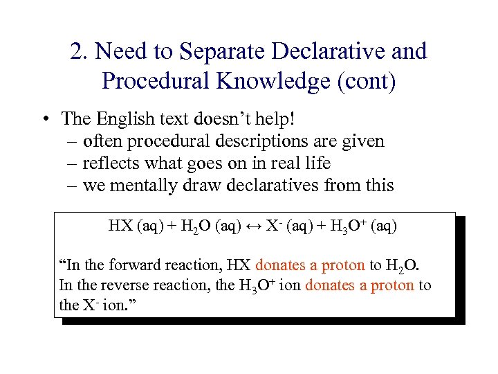 2. Need to Separate Declarative and Procedural Knowledge (cont) • The English text doesn’t