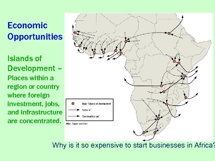 Economic Opportunities Islands of Development – Places within a region or country where foreign