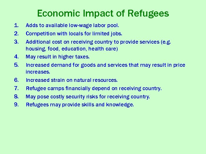 Economic Impact of Refugees 1. 2. 3. 4. 5. 6. 7. 8. 9. Adds