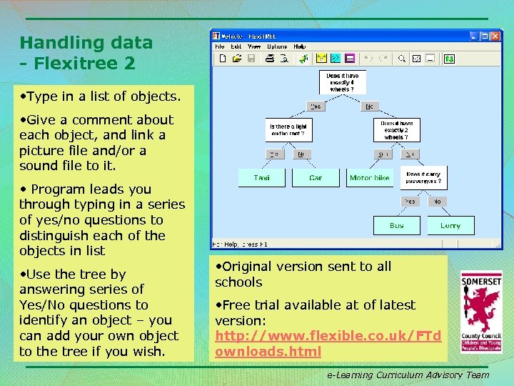 Handling data - Flexitree 2 • Type in a list of objects. • Give
