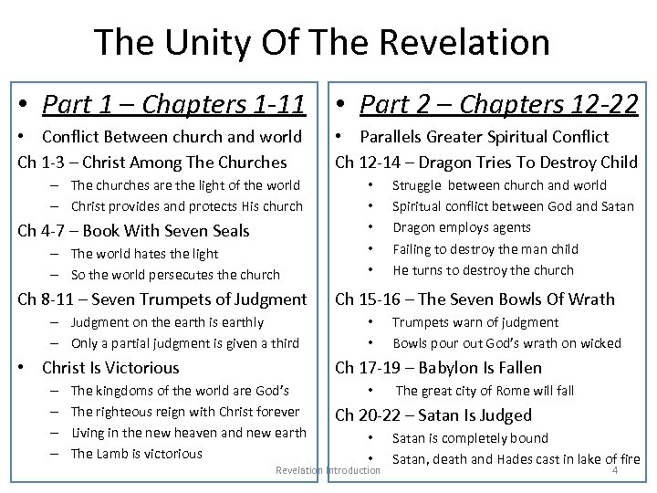 The Unity Of The Revelation • Part 1 – Chapters 1 -11 • Part