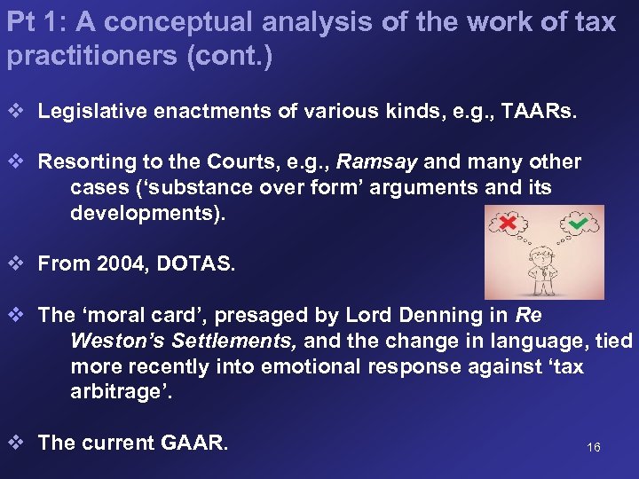 Pt 1: A conceptual analysis of the work of tax practitioners (cont. ) v