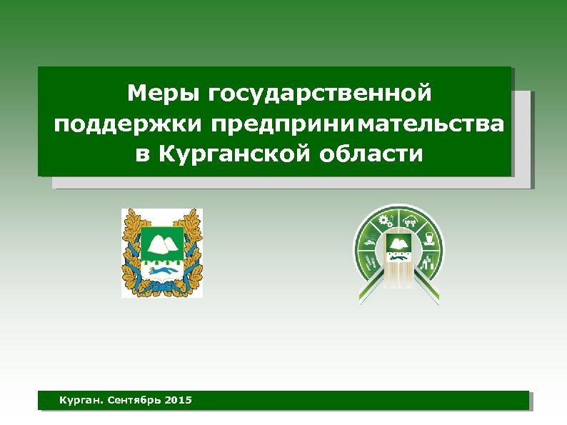 Меры государственной поддержки предпринимательства в Курганской области Курган. Сентябрь 2015 