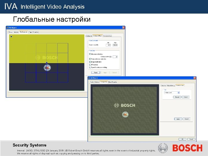 IVA Intelligent Video Analysis Глобальные настройки Security Systems Internal | MSO, STNL/SSO |24 January