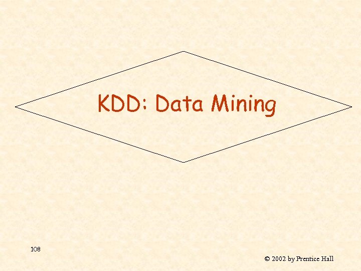 KDD: Data Mining 108 © 2002 by Prentice Hall 